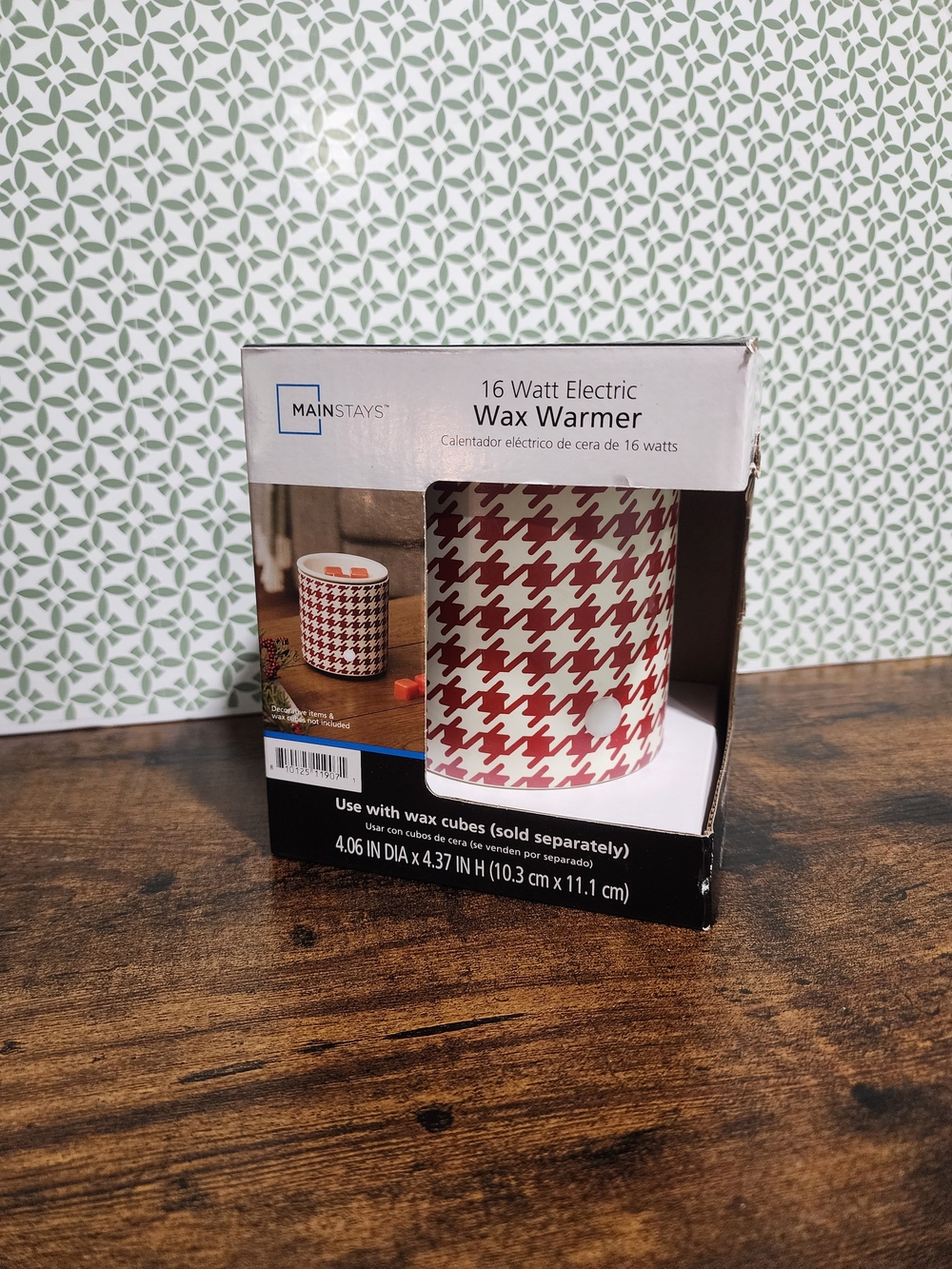 Mainstays Red and White Houndstooth Electric Wax Warmer